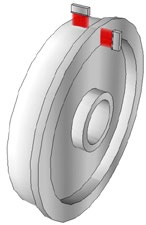 使用两个线性相控阵探头对轮缘进行检测。