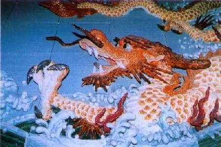法国巴黎中国城壁画-红狮浮雕壁画艺术系列
