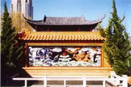 澳洲悉尼中国园壁画-红狮浮雕壁画艺术系列