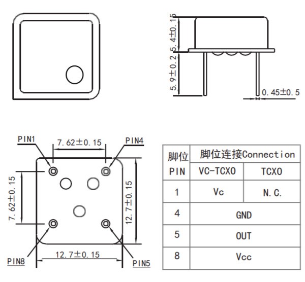 8MHz TCXO-DIP8半尺寸高精度温补晶体振荡器电气参数说明 8MHz TCXO-DIP8半尺寸高精度温补晶体振荡器电气参数说明